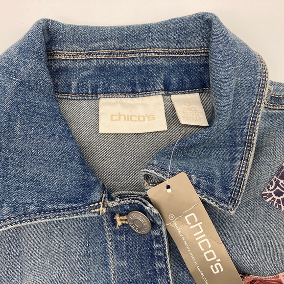 NWT Chico's Patchwork Indigo Denim Jean Jacket - Picture 3 of 7